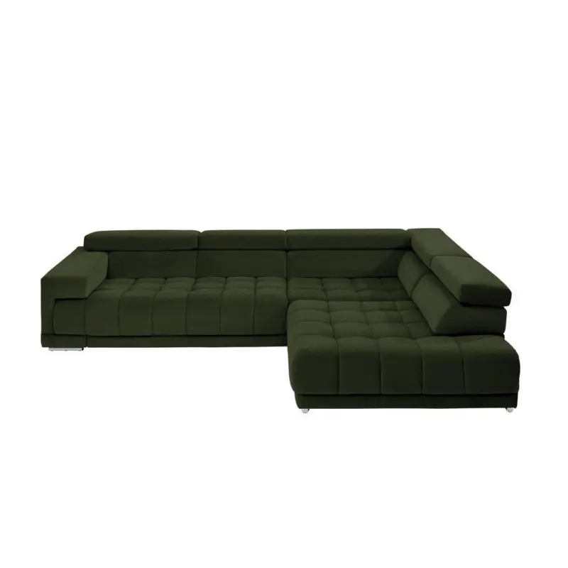 Ecksofa in Mikrofaser Waldgr&uuml;n 326/222 cm