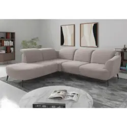 Ecksofa ZOE E in Flachgewebe Greige 267/300 cm
