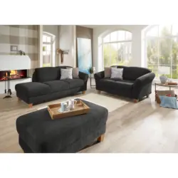 2-Sitzer-Sofa in Flachgewebe Schwarz
