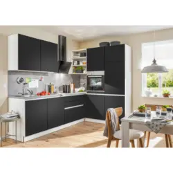 K&uuml;chenleerblock 275 cm in Grau, Schwarz, Wei&szlig;