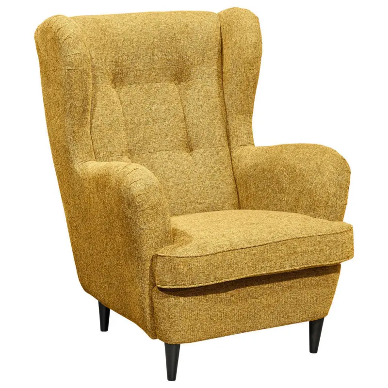 Ohrensessel in Webstoff Gelb