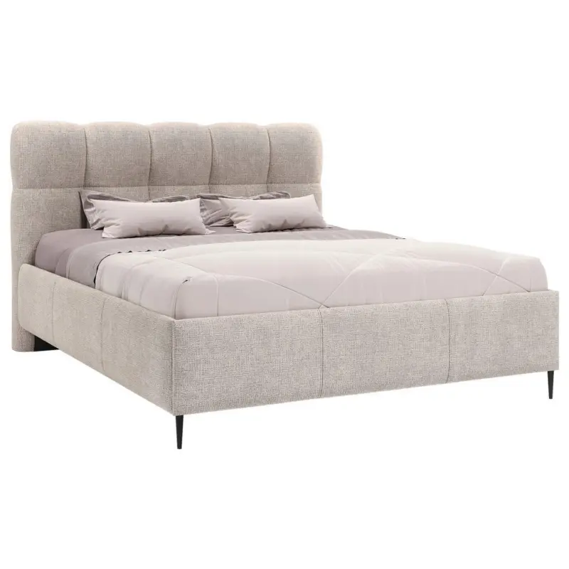 Polsterbett gepolstertes Kopfteil, Lattenrost Beige 160/200 cm