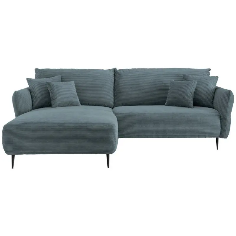 Ecksofa in Cord Petrol 178/264-302 cm