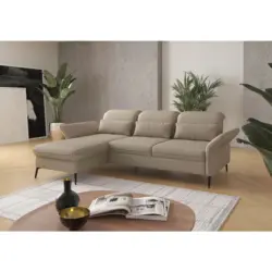 Ecksofa in Flachgewebe Taupe 198/264 cm