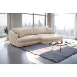 Ecksofa Lush in Cord Sandfarben 284/161 cm