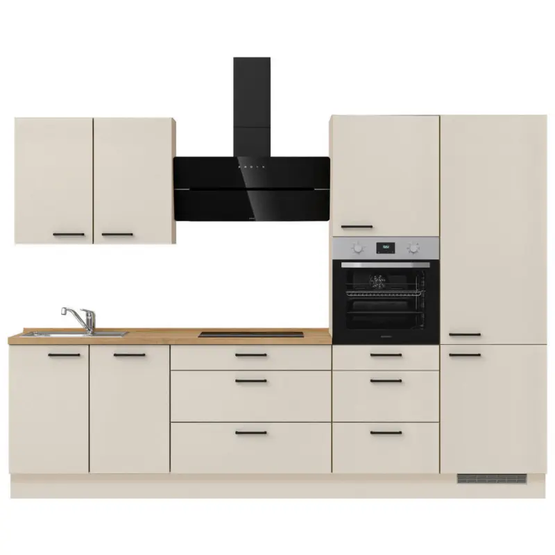 K&uuml;chenleerblock 300 cm in Eichefarben, Sandfarben