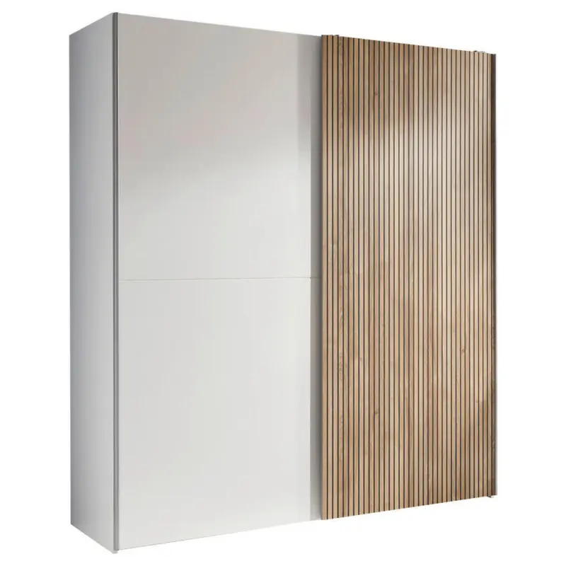 Schwebet&uuml;renschrank in Wei&szlig;, Eichefarben