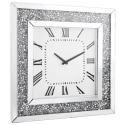 Wanduhr Silberfarben, Wei&szlig; 50/50/5 cm