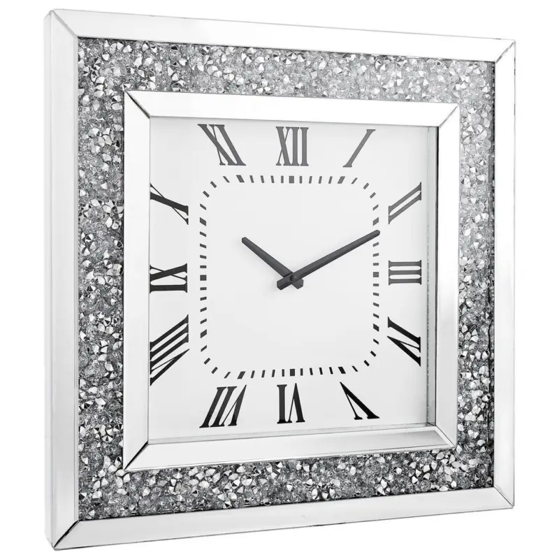 Wanduhr Silberfarben, Wei&szlig; 50/50/5 cm