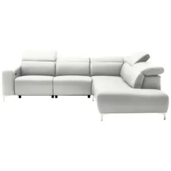 Ecksofa in Echtleder Wei&szlig; 290/223 cm