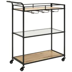 Servierwagen in Schwarz, Eichefarben