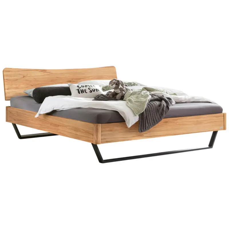 Bett 160/200 cm in Anthrazit, Buchefarben