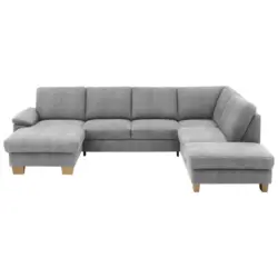 Wohnlandschaft in Velours Hellgrau