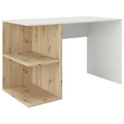 Schreibtisch 120/75/60 cm in Wei&szlig;, Wildeiche