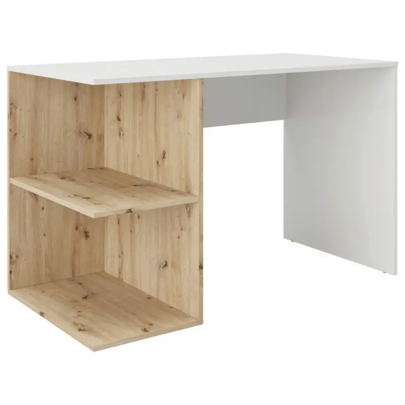 Schreibtisch 120/75/60 cm in Wei&szlig;, Wildeiche