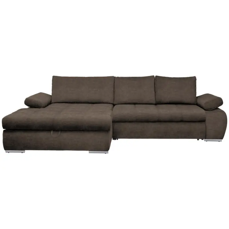 Ecksofa in Flachgewebe Graubraun 173/294 cm