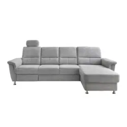 Ecksofa in Chenille Silberfarben 292/165 cm