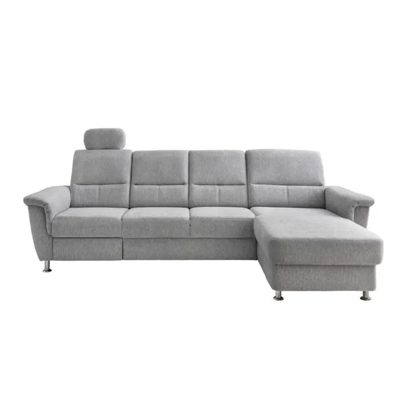 Ecksofa in Chenille Silberfarben 292/165 cm