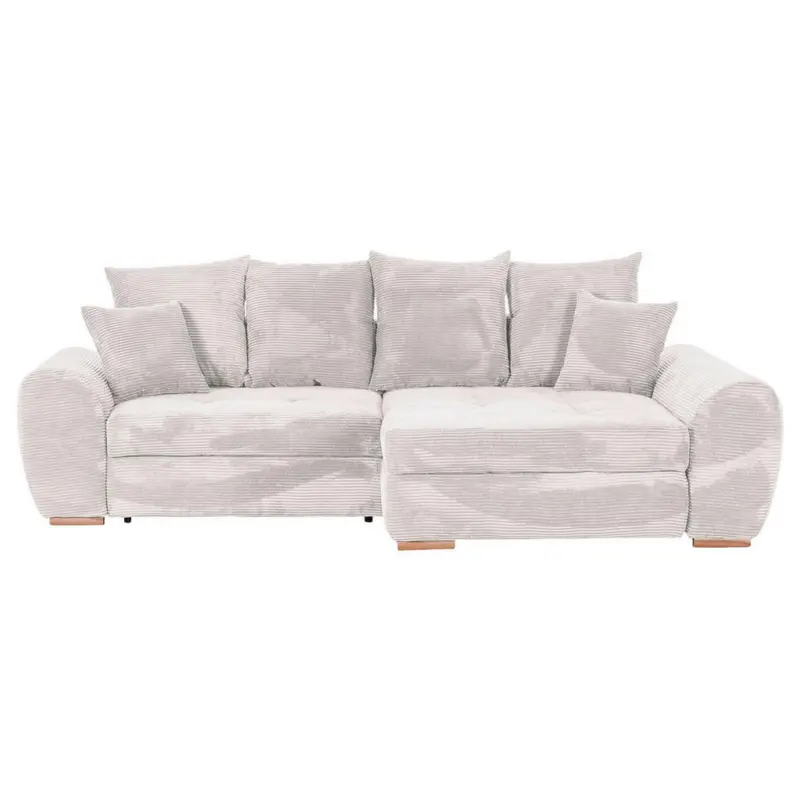 Ecksofa in Cord Naturfarben