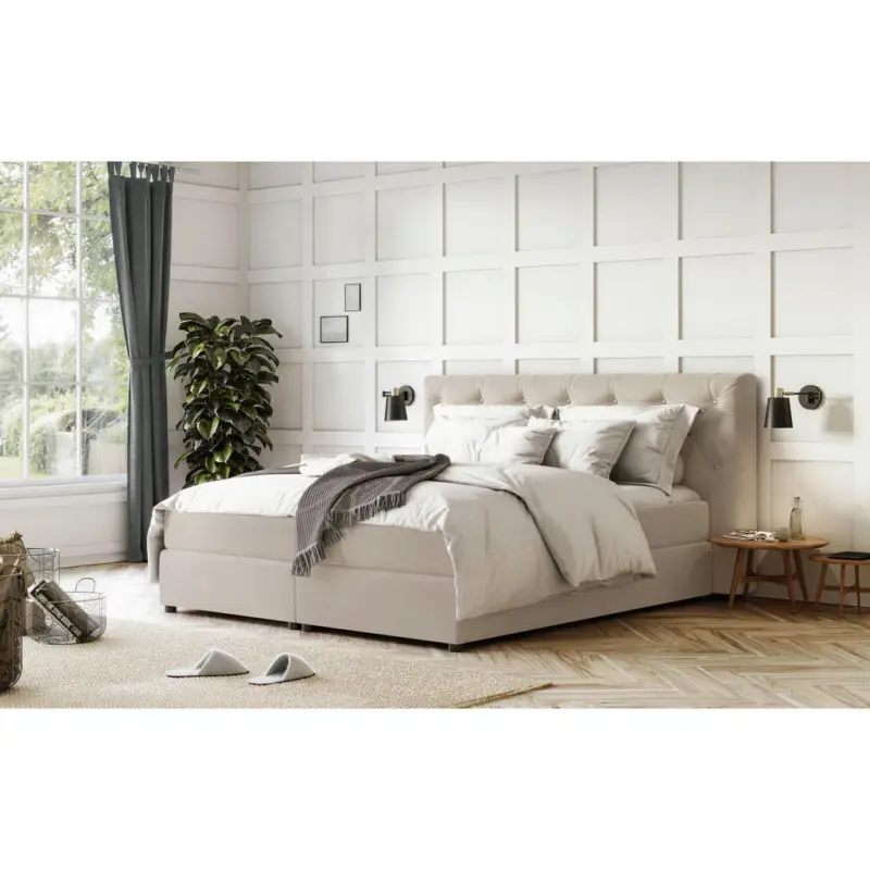 Boxspringbett 160/200 cm in Beige