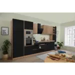 XXXLutz Lauterach - Ihr M&ouml;belhaus bei Bregenz K&uuml;chenblock 395 cm in Eichefarben, Schwarz Hochglanz