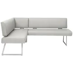 Eckbank 137/185 cm in Edelstahlfarben, Hellgrau