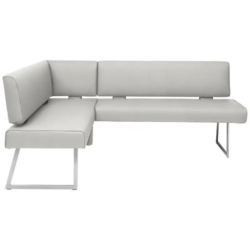 Eckbank 137/185 cm in Edelstahlfarben, Hellgrau