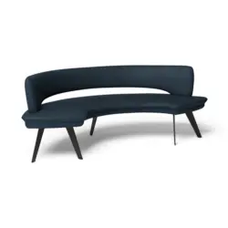 Sitzbank in Metall, Leder Dunkelblau