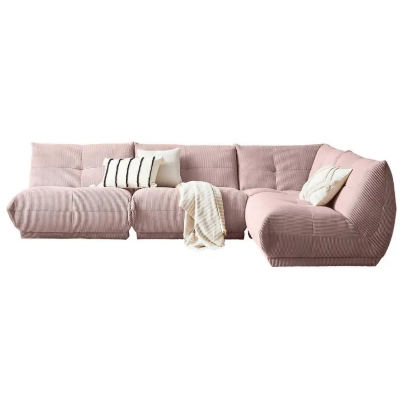 Ecksofa in Cord Altrosa 315/210 cm