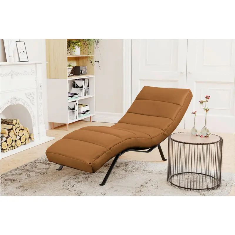 Relaxliege in Echtleder Cognac