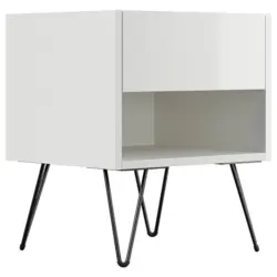 Nachttisch 41,2/50/35,6 cm in Wei&szlig; Hochglanz