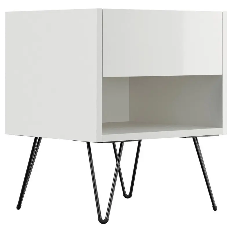 Nachttisch 41,2/50/35,6 cm in Wei&szlig; Hochglanz