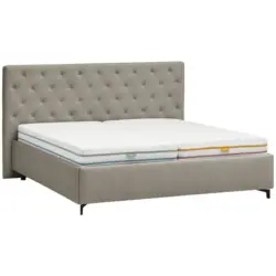 Polsterbett gepolstertes Kopfteil, Lattenroste Hellgrau 180/200 cm