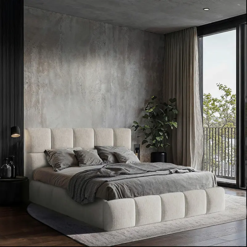 Polsterbett gepolstertes Kopfteil, Lattenrost, Bettkasten Beige 160/200 cm