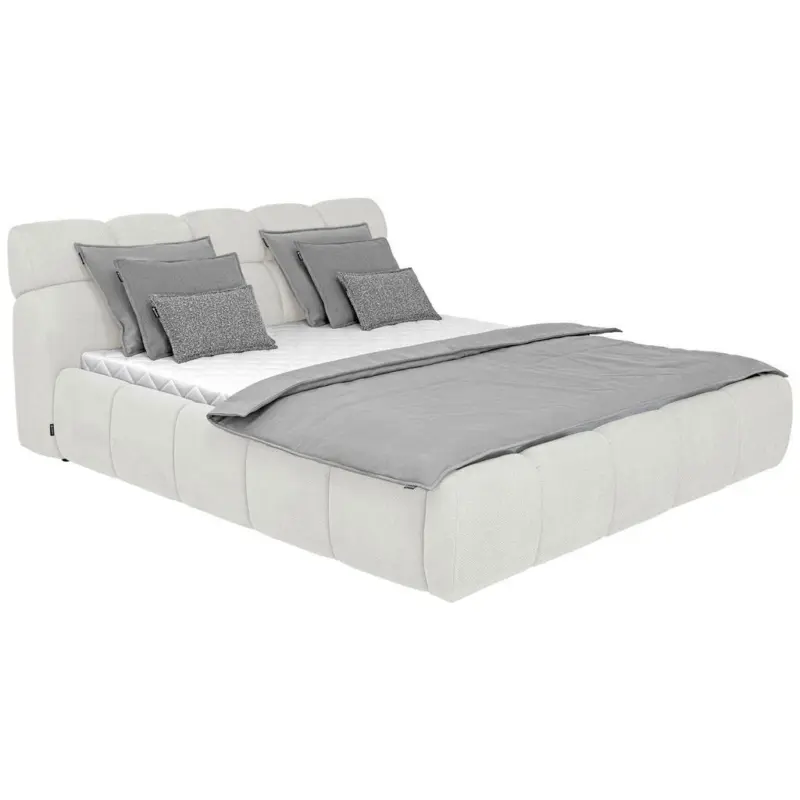 Polsterbett inkl. Bettkasten Lattenrost, Bettkasten Creme 180/200 cm