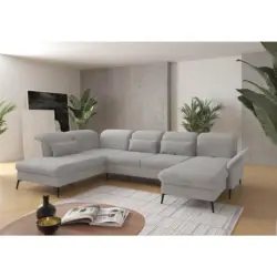 Wohnlandschaft in Flachgewebe Silberfarben