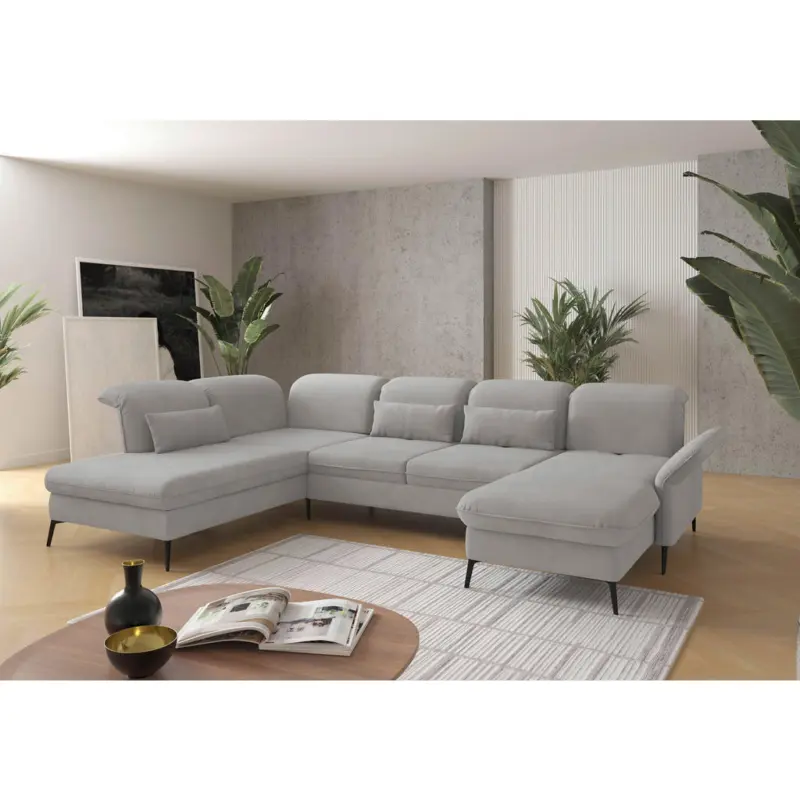 Wohnlandschaft in Flachgewebe Silberfarben