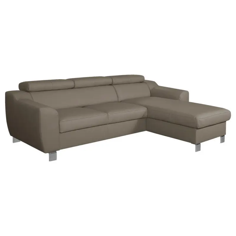 Ecksofa in Lederlook Echtleder Taupe