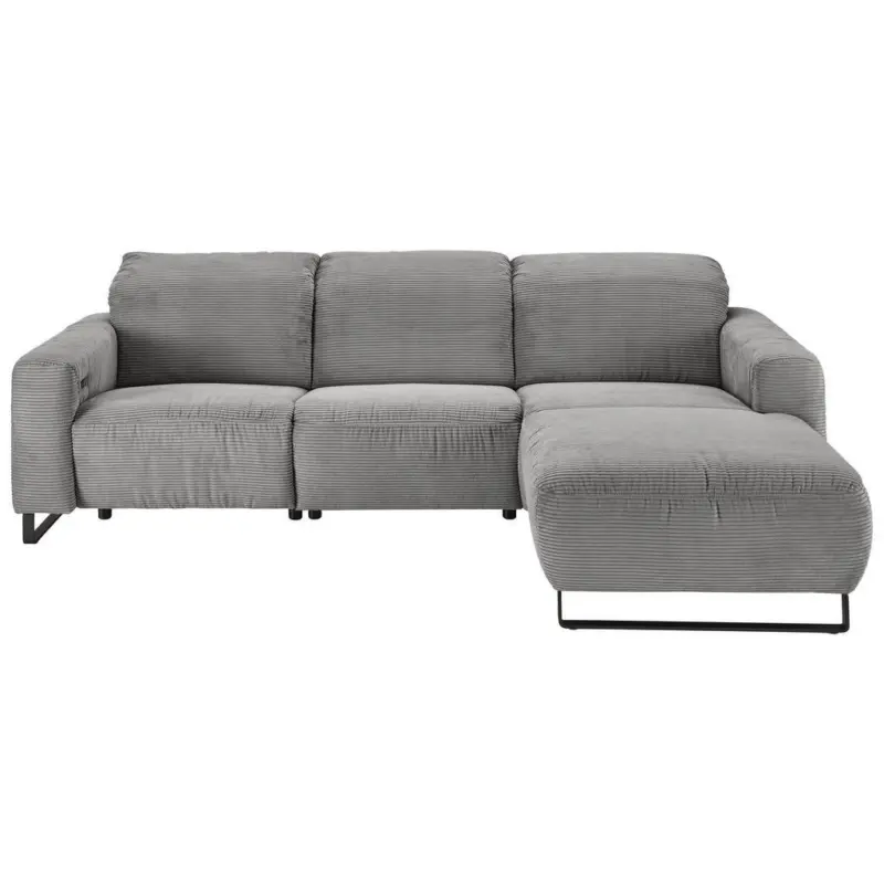 Ecksofa in Cord Dunkelgrau 266/180 cm