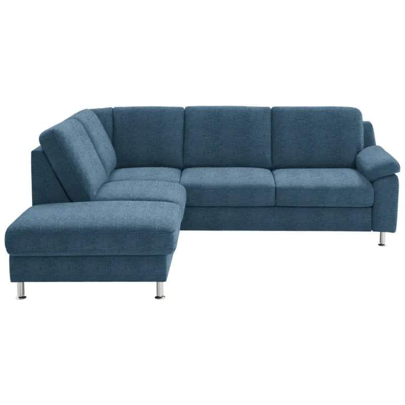 Ecksofa in Webstoff Blau 200/241 cm