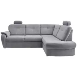 Eckschlafsofa in Chenille Silberfarben