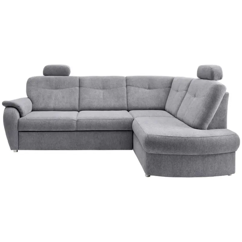 Eckschlafsofa in Chenille Silberfarben