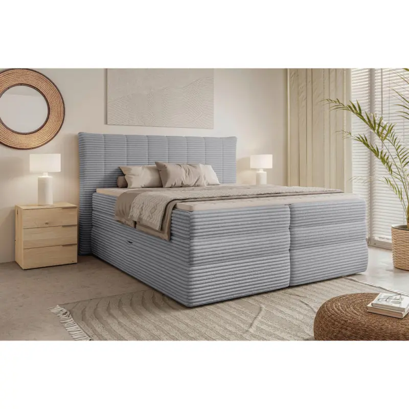 Boxspringbett 180/200 cm in Hellgrau