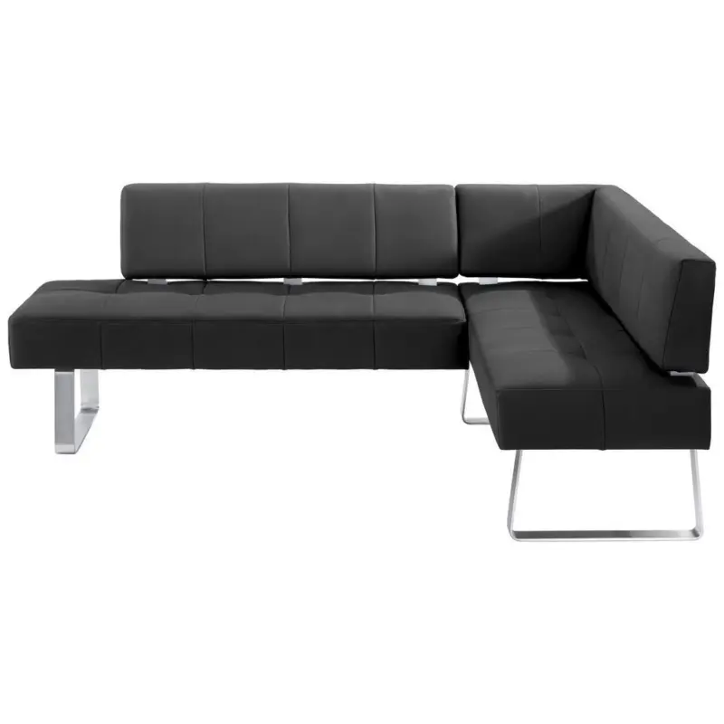 Eckbank 227/165 cm in Edelstahlfarben, Dunkelbraun