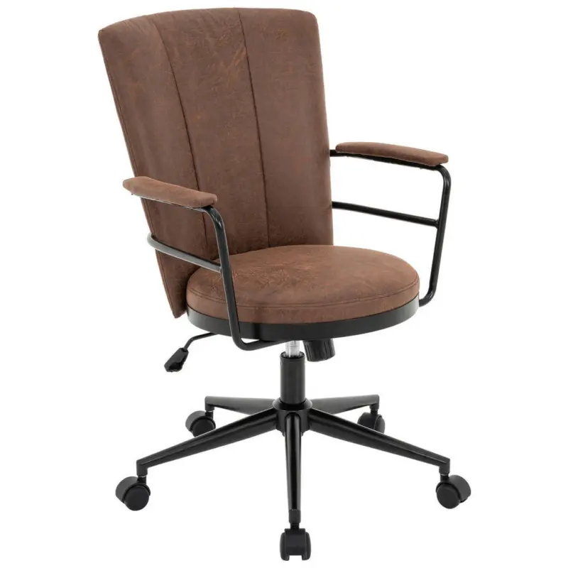 Drehstuhl in Mikrofaser Braun, Schwarz