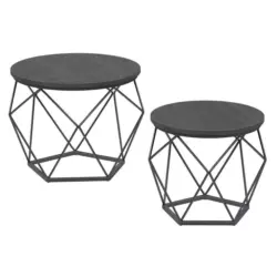 Couchtischset in Metall, Holzwerkstoff 50/50/40,6 cm