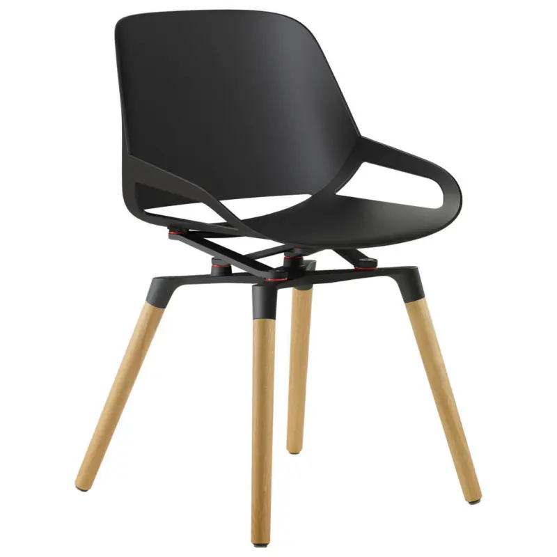 Besucherstuhl in Schwarz, Eichefarben