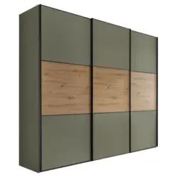 Schwebet&uuml;renschrank in Salbeigr&uuml;n, Eiche Artisan