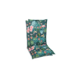 Sesselauflagenset in Blau, Gr&uuml;n, Rosa Flamingo