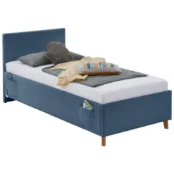 Polsterbett Lattenrost, Bettkasten Blau 90/200 cm